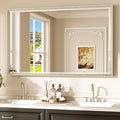 Keonjinn 48" x 30" Brushed Nickel Bathroom Mirrors for Over Sink, Aluminum Alloy Wide Frame, Safe Tempered Glass with Beveled Edge, Shatterproof, Silver Bathroom Vanity Mirror(Vertical/Horizontal)