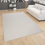 Paco Home Solid Area Rug in Cream Modern Plain Design, Size: 4' x 5'7"