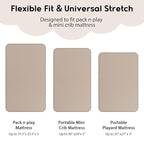 Yoofoss Pack and Play Sheets Fitted, Mini Crib Sheets 2-Pack for Pack N Play Mattress, Stretchy Playard Sheet, Soft and Breathable Brown+Leaf