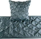 The HomeCentric Handmade Blue Queen 74 x 18 inch Bed Runner Without Pillow Cover, Satin Pintucks Bed Scarf, Solid Color Modern - Satin Nights