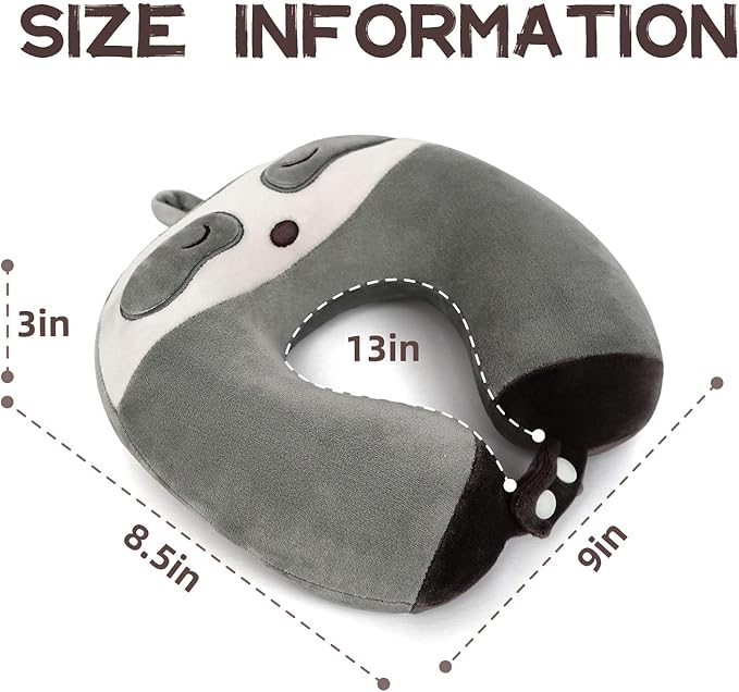 Niuniu Daddy Sloth Kids Neck Pillow for Traveling, 100% Memory Foam Soft Travel Pillow, Airplane Travel Road Trip Essential for Children, Neck Support, Stop Head from Falling Forward for Sleeping