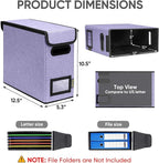 BALEINE File Organizer Box with Lid, Collapsible File Folder Organizer with Plastic Slide, Hanging File Folder Box for Office Document Storage (1 Pack, Purple, S)