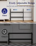 Kitsure Shoe Rack for Closet - Expandable Shoe Rack for Entrance, Rustproof Shoe Organizer for Entryway with Portable Handles, Black, 17.3″~30.2″L x 16.3″H