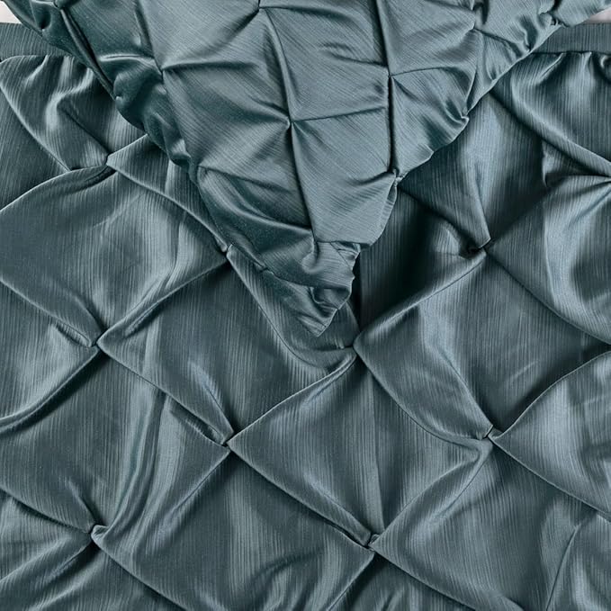 The HomeCentric Handmade Blue Queen 74 x 18 inch Bed Runner Without Pillow Cover, Satin Pintucks Bed Scarf, Solid Color Modern - Satin Nights