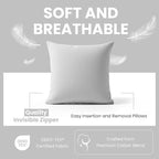 Haven & Glow Decorative Throw Pillow Cover – Square Cushion Case with Zipper | Modern Sofa, Couch & Bed Accent Pillow Covers for Living Room, Bedroom & Home Decor | 20 x 20 Inch – Grey – Pack of 2
