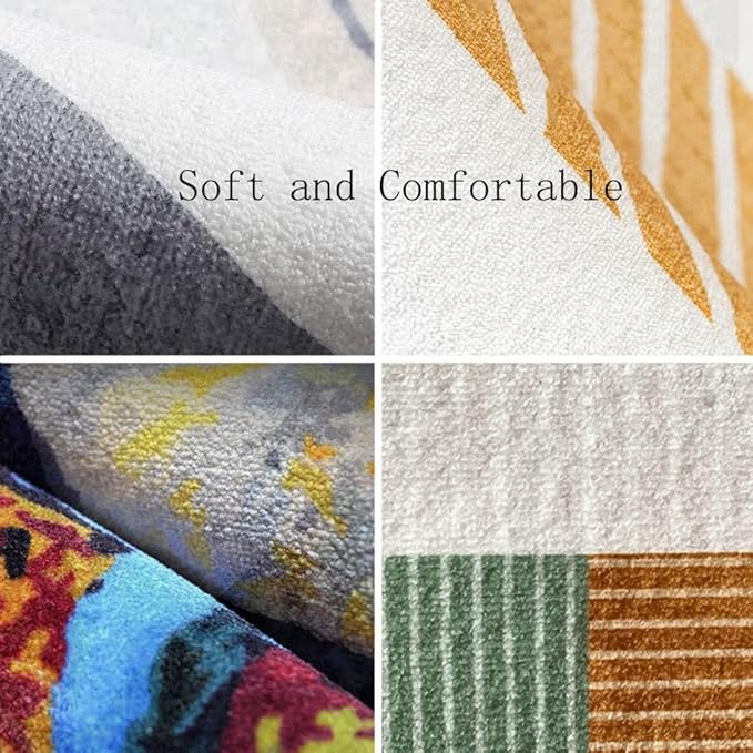 Vintage Boho Area Rugs Multicolor Ethnic Style Geometric Splicing Carpets Bedroom Living Room Kitchen Floor Mats Indoor Outdoor Non-Shedding Runner Rug Home Décor Carpet 3.2' X 5.2'