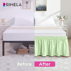 RIMELA Bed Skirt Queen Size Baby Green 15 Inch Drop, Wrap Around Elastic Bedskirt, Dust Ruffle for Adjustable Bed Base Soft Durable Fabric Machine Washable Easy to Install Bed Skirts