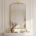 Besdomus Large Vintage Arched Mirror: 24"x42" French Arch Gleaming Gold Antique Wall Mounted Mirror - Traditional Ornate Home Decor for Entryway/Fireplace/Bathroom - Idea for Trendy Fashionistas