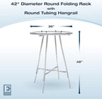 Econoco 36-Inch Folding Round Garment Rack, Adjustable 48–66″ Height Retail Display, Chrome Finish