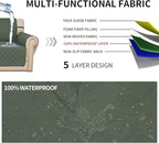 Easy-Going Sofa Slipcover Waterproof Sofa Cover Couch Cover for 4 Cushion Couch with Elastic Straps Washable Non-Slip Furniture Protector Cover for Pets, Dogs, Cat (XX-Large, Greyish Green)