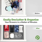 Pristine Bamboo 5-Slot Drawer Organizer - Kitchen and Utensil Organizer - Cutlery Tray - Flatware and Silverware Holder - Gray