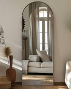 Antok Arched Full Length Mirror, 58"x19" Black Metal Frame Floor Mirror for Bedroom Living Room, Freestanding/Wall Mount/Leaning