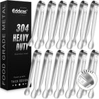 12PCS Mini Tongs For Serving, 2 Sizes 6 & 4 Inch Ice Tongs Mini Gold Sugar Stainless Steel Tong, Small Kitchen Tiny Food Tongs for Appetizers,Tea Party, Coffee Bar,Desserts & Ice Bucket