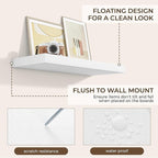 RICHFOCUS 28Inch Floating Shelves for Wall 2 Pack Shelves for Bedroom|Kitchen|Bathroom|Laundry Room Rustic Wood Wall Mounted Shelf with Invisible Brackets for Books|Storage|Decor, White