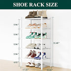 Smiry Small Bamboo Shoe Rack, 5 Tier Free Standing Wooden Shoe Organizer, Stackable Wood Shoe Storage Shelf for Closet, Entryway, 12 Vertical Slats, 2+2+1 Stack Standard Legs, 17.3"x11"x32.5", White