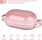 VORRINGARD Enameled Cast Iron Sourdough Bread Oven, Dutch Oven, Loaf Cast Iron Bread Pan for Homemade Bread Baking, Meatloaf Pan with Lid, 5QT, Pink