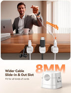 JOYROOM Detachable Magnetic Cord Organizer w/Secure Snap-Lock, 2-in-1 Adhesive& Magnetic Cable Clips, Auto-Fit Spring Management for φ1.5~8mm Cables, Under Desk Nightstand Home Office Car Wire Keeper