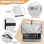 Toaster Oven Dust Cover with Pockets, Stain-resistant Kitchen Electrical Appliance Cover Countertop Ovens Decorations, S, 14.5 x 18.5 x 9 Inches, White Marble Black Crack