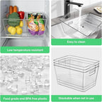 6 Pack Clear Plastic Storage Bins, 11" Large Pantry Organizer Bins with Handles, Plastic Containers for Refrigerator,BPA-Free Perfect for Kitchen,Fridge,Cabinet,Pantry,Bathroom,Closet Organization