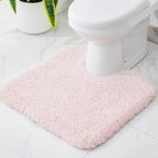 Pink Toilet Rug 22x24 Non Slip Fluffy Toilet Floor Mat U Shaped Washable Bathroom Contour Rug for Toilet Absorbent Thick Toilet Carpet
