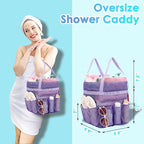 Fammart Mesh Shower Caddy Portable with Drawstring, Dorm Room Essentials for College Girls Guys, 8-Pocket Large Shower Bag Basket Tote for Camping Beach Gym Travel Toiletry Bathroom