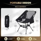 MOON LENCE Portable Camping Chair Backpacking Chair - The 4th Generation Ultralight Folding Chair - Compact, Lightweight Foldable Chairs for Hiking Mountaineering, Beach (Onyx)