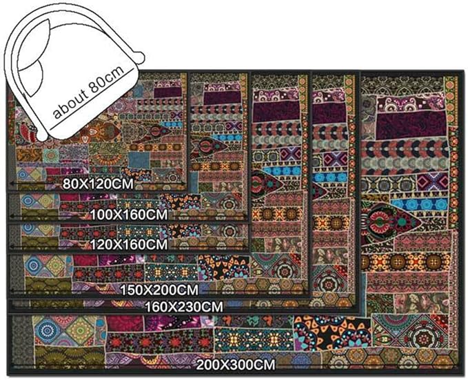 Vintage Boho Area Rugs Multicolor Ethnic Style Geometric Splicing Carpets Bedroom Living Room Kitchen Floor Mats Indoor Outdoor Non-Shedding Runner Rug Home Décor Carpet 3' X 3'