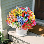 Artificial 16 Bundles Outdoor Flowers for Spring Decoration, Fake Daisy Flowers Realistic UV Resistant for Outside indoor Planter Front Door Porch Yard Patio windowsill Home Decor (Mix 8 colors)