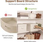 StorageWorks Fabric Storage Bins with Lids, Decorative Storage Bins with Soft Handles, Foldable Storage Baskets for Closet, Shelves, Stackable and Sturdy Organization, Beige, Large, 3-Pack