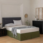 Queen Bed Skirt, Wrap Around Bed Skirt with Pleated Corner, 14 Inch Drop Pleated Waffle Weave Bedskirts, Anti-Slip, Microfiber, Green, 14'' Queen