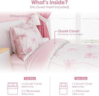 SANDJEST Bow Duvet Cover Sets Twin Size for Kids Girls, Include 1 Polyester Comforter Cover 68x86 Inches and 1 Pillowcase 20x26 Inches, Comforter Not Included, Gift for Christmas Birthday