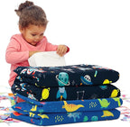 2 Pcs Dinosaurs Nap Mat Cover for Boys Girls Sewn in Flap Design Blue Sleeping Kids Astronauts Nap Mat Covers Soft Microfiber Cot Sheet for Preschool Kindergarten Toddler Daycare