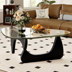 Modern Glass Coffee Table, 44.9"×32.3"×15.8" Triangle Center Table