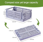HUUSMOT 4-Pack Small Pastel Plastic Storage Baskets, Collapsible Crates for Organizing, Space-Saving Mini Bins for Classroom, Kitchen, Office, Bedroom (9.8" x 6.5" x 3.8")