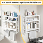Bathroom Shelves with Hanging Bar Over Toilet Storage - Adjustable Wall Organizer (White)