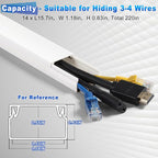 220in Wall Cord Hider Kit, LZEOY Large Capacity Wire Hider for Cords, White Cable Cover Wall Kit, Paintable Hide TV Cords for Wall Mount TV, Cable Concealer Cable Channel: 14 x L15.7in W1.18 H0.63in
