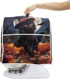 Black Cat Stand Mixer Cover 6-8 Quart Pumpkin Bat Kitchen Appliance Covers Dust Protection Universal for Pressure Cooker Air Fryer Halloween Kitchen Home Decorations