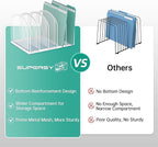 SUPEASY File Organizer 5-Section Mesh Desk Organizer, Upright File Organizer Desktop Organizer File Sorter, File Folder Holder for Office Supplies, White (Pack of 2)