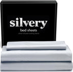 Silvery Silver Infused Bed Sheets Set - Award-Winning Self-Cooling Fabric with Self-Cleaning Silvery Technology™ That Stays Fresh 3X Longer for Hygienic Sleep (Gray, Twin)