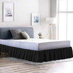 Ruffled Bed Skirt (Full, Black) 18 Inch Drop Dust Ruffle with Platform, 100% Cotton 600 Thread Count Fabric, Gathered Styling, Available in All Bed Sizes and 23 Colors - Bedskirt