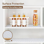 Shelf and Drawer Liner for Kitchen Cabinets Non-Adhesive, Strong Grip Non-Slip Thickened Cabinet Liners for Shelves, Waterproof Mats for Dresser Cupboard, Silver Stripe, 17 in x 10 Feet