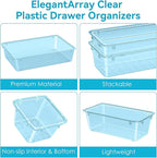 ElegantArray 12-Piece Drawer Organizer Set, 4 Sizes Versatile Plastic Vanity Organizer for Makeup, Stationery, Gadgets, in Kitchen, Bathroom, Office, and Bedroom, Sea Blue