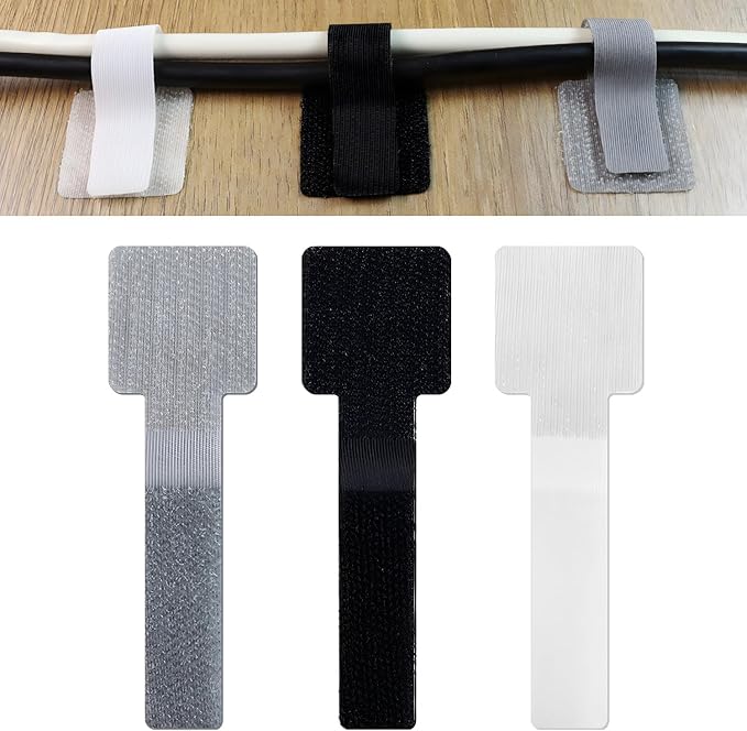 60 Pack Hook and Loop Cable Ties, Adhesive Cable Clips, Cord Organizer for Appliances,Suitable for Office And Home Use, Cable Ties Can Easily Organize Desktop Wires and Network Cables