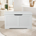 Timberer 31.5" Storage Chest, Wooden Storage Bench, Lift Top Toy Chest with 2 Safety Hinges, Large Toy Box, Entryway Shoes Bench for Living Room, Bedroom, White