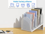 gianotter Desktop File Organizer, Desk Organizer with 5 Compartments, Paper Organizer for Desk, Workspace Organizers for Office Supplies (White, Inclined Style)