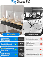 [Upgraded] Large Under Desk Cable Management Tray, Cinati Cable Management Under Desk No Drill, 28.4" Fabric Cord Hider for Wire Organizer, Cord Organizer for Office, Home - Supports Up to 30lbs Black