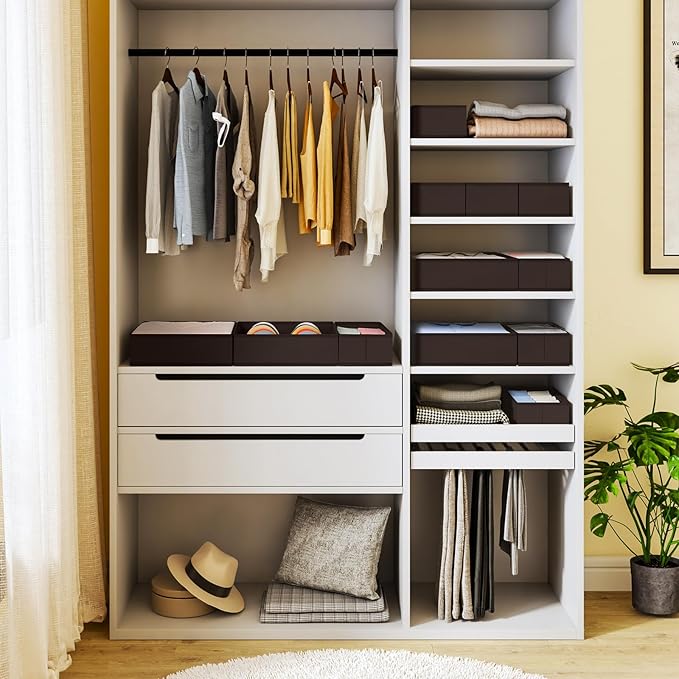 DIMJ Drawer Organizer Clothes, 12 Pack Underwear Organizer, Foldable Closet Organizers, Sock Organizer Bra Organizer, Fabric Dresser Organizer for Clothes, Bra, Socks, Tie (Brown)