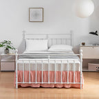 Bed Skirt Queen Size Ruffled Bed Skirts with Split Corners, 16 Inch Drop Dust Ruffle Bed Skirt with Platform,16 Inch, Peach, Queen Size
