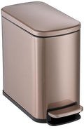 SIMPLI-Magic 6L/1.6G Stainless Steel Bathroom Trash Can with Hands-Free Foot Pedal, Quiet Soft-Close Lid, Compact Space-Saving Size