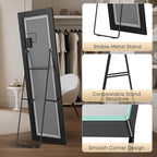 Kosmonia 65x22 Frameless Full Length Mirror, Dimmable 3 Color LED Light w/Memory Function, Distortion Free, HD Reflection & Anti Desilvering, Tempered Glass, Easy Setup w/Stand, Wall/Standing